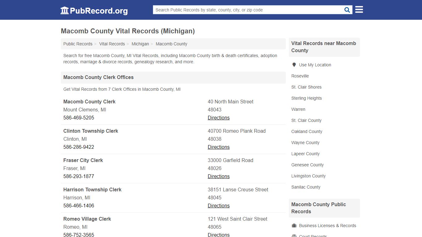 Free Macomb County Vital Records (Michigan Vital Records)